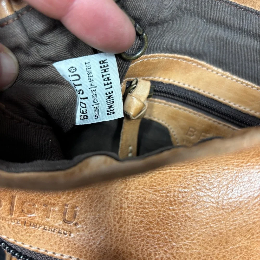 Bed Stu Tan Venice Leather Distressed Crossbody Messenger Bag